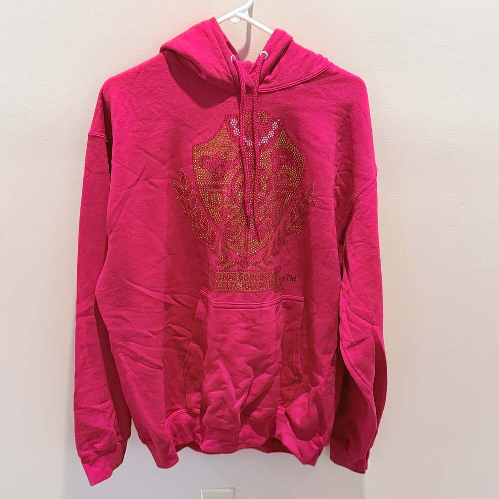 Delta Chenille Shield Hoodie - Delta Sigma Theta bedazzled size L